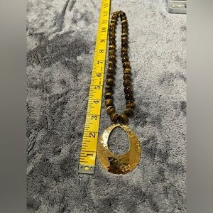 Artisan Tiger's Eye Bead Necklace with Silver Pendant